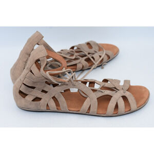 Gentle Souls Break My Heart Taupe Leather Lace Up Gladiator Sandals 9.5M